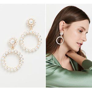 NEW~ Anthropologie Shashi "Oui" Pearl hoop Earrings
